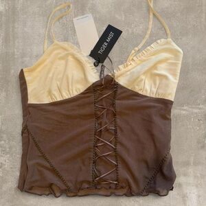 Tiger Mist Two-Tone Lace-Up Camisole